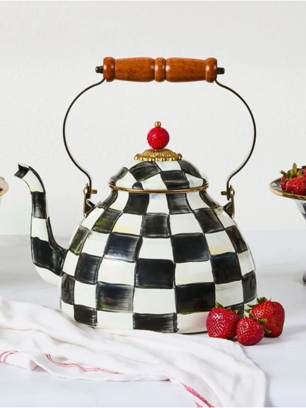 Courtly Check Enamel Tea Kettle - 3 Quart